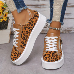 Stylish Leopard Print Lace-Up Sneakers