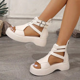 Women'S Leather Platform Wedge Sandals