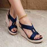 Women's Metallic Accent Woven Platform Sandals