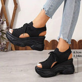 Breathable Knit Platform Wedge Sandals