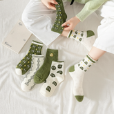 Green Cartoon Socks - 6 Pairs