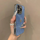 High-grade Fine Hole Electroplated Denim Pattern iPhone Case