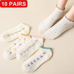 Korean Floral Socks - 10 pairs