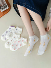 White Floral Socks - 5 Pairs