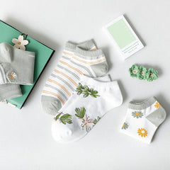 Green Summer Socks - 5 Pairs