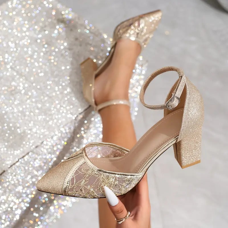Women's Elegant Sequins High Heeled Shoes