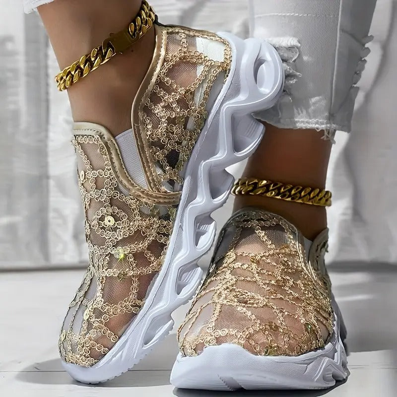 Women's Glitter Mesh Casual Sneakers