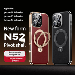 MagSafe Leather TPU Back Cover with Hidden Kickstand iPhone Case