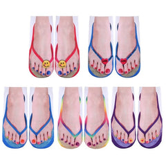 Women Manicure Print Flip Flop Socks