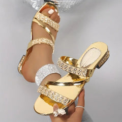 Women's Rhinestone Golden Sandals