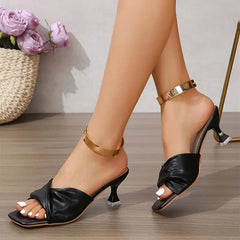Women's Pleated Design High Heel Sandals