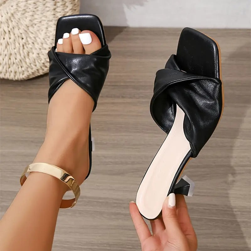 Women's Pleated Design High Heel Sandals