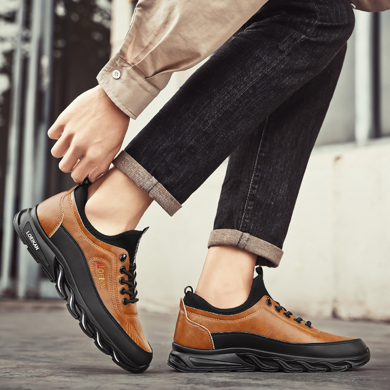 ⏰Limited Time Sale 70% OFF-Men's Casual Fashion Orthopedic Hiking Shoes – Anti-Puncture, Anti-Collision, Non-Slip Arch Support  Leather Outdoor Sports Shoes for All-Terrain Performance