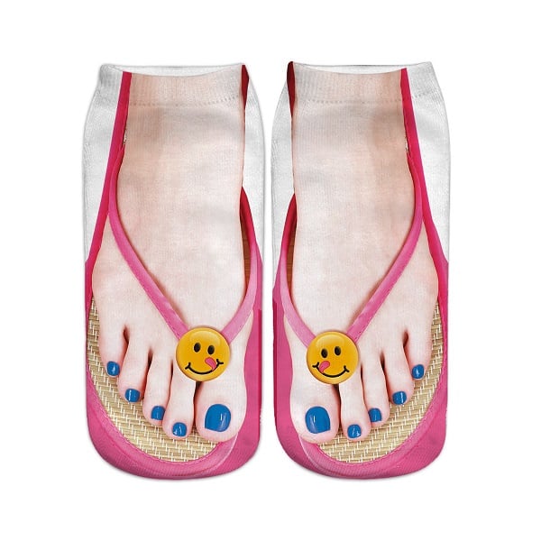 Women Manicure Print Flip Flop Socks