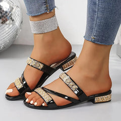 Women's Rhinestone Golden Sandals