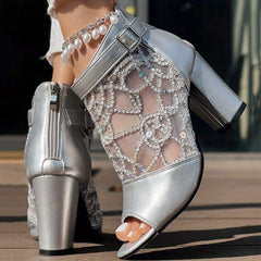 Sparky Fish Mouth Chunky Heel Sandals