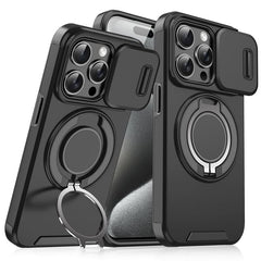 "ChubbyArmor 2.0" Military-Grade Shockproof Magnetic Case with Camera Slide & 360° Kickstand Ring