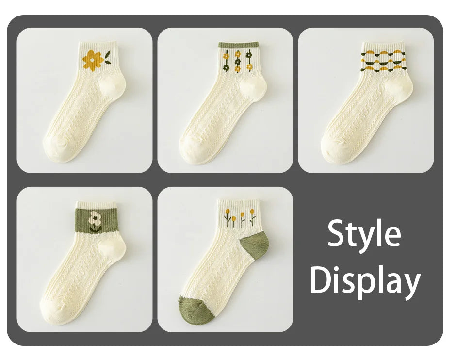Floral Kawaii Socks 5-Pairs