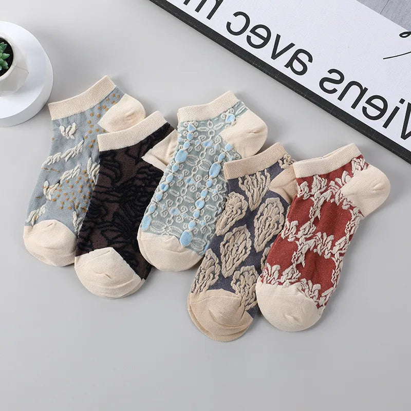 Vintage Jacquard Socks - 5 Pairs