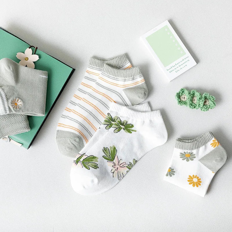 Green Summer Socks - 5 Pairs