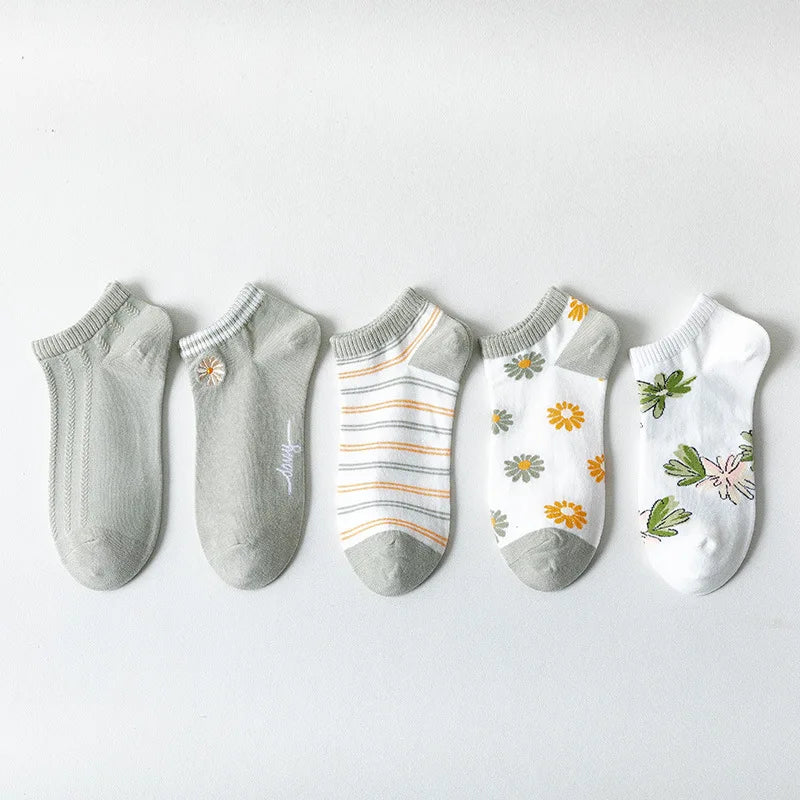 Green Summer Socks - 5 Pairs