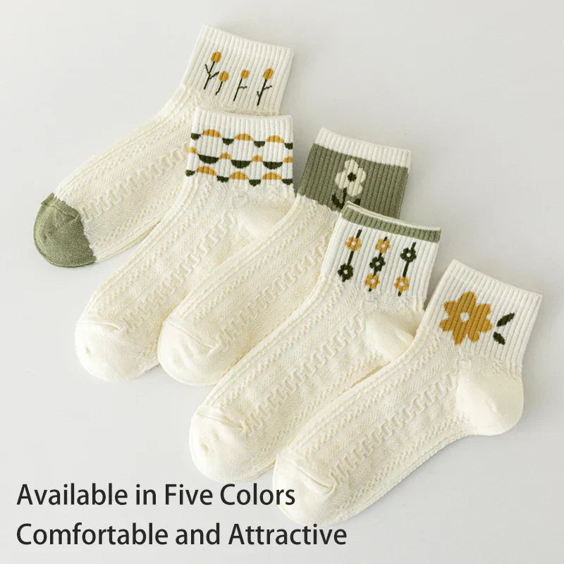 Floral Kawaii Socks 5-Pairs