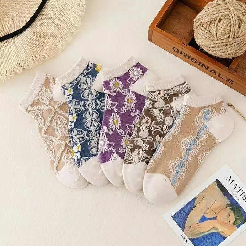 Vintage Jacquard Socks - 5 Pairs