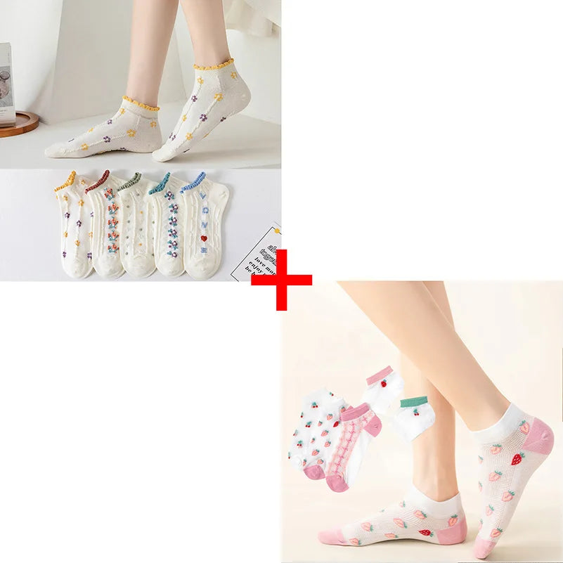Korean Floral  Socks - 10 pairs