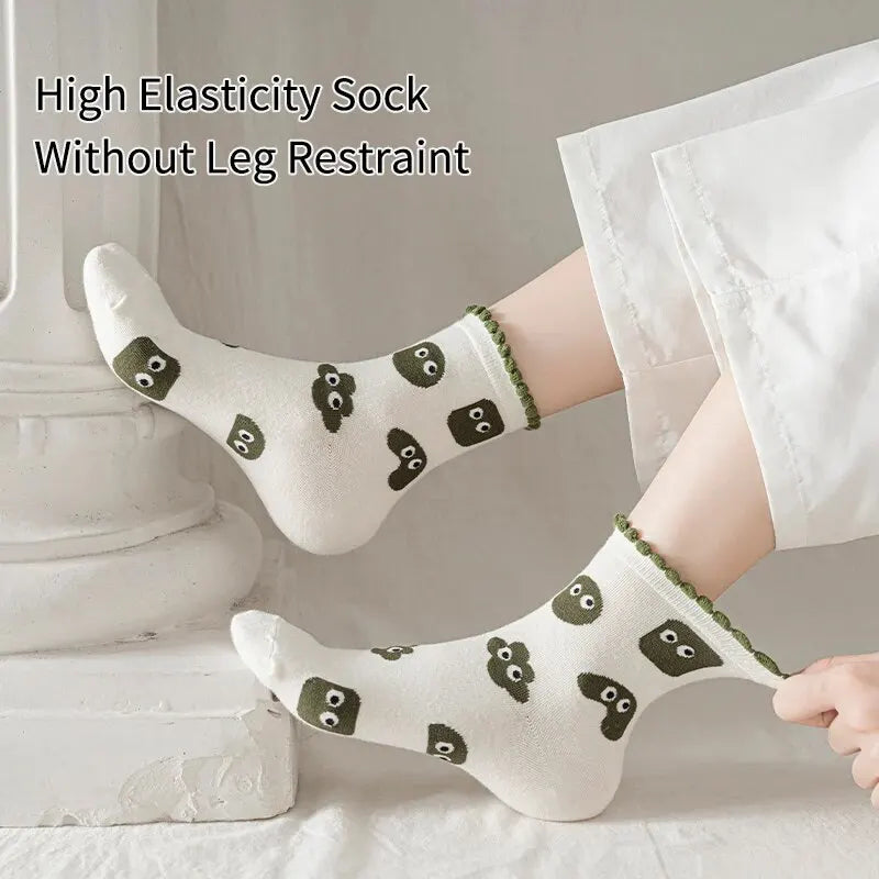 Green Cartoon Socks - 6 Pairs