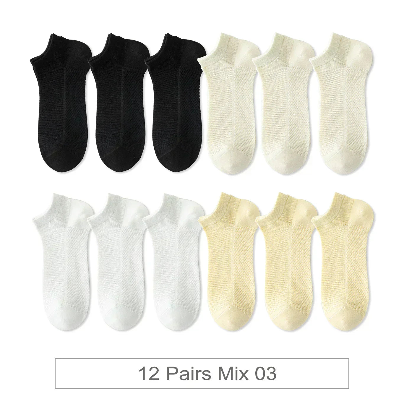 Breathable Colorful Socks - 12 Pairs