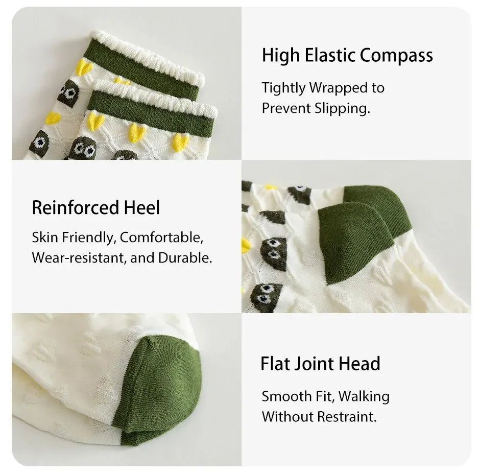 Green Cartoon Socks - 6 Pairs