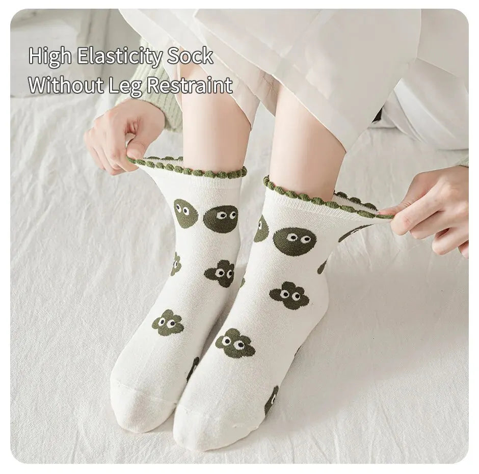 Green Cartoon Socks - 6 Pairs
