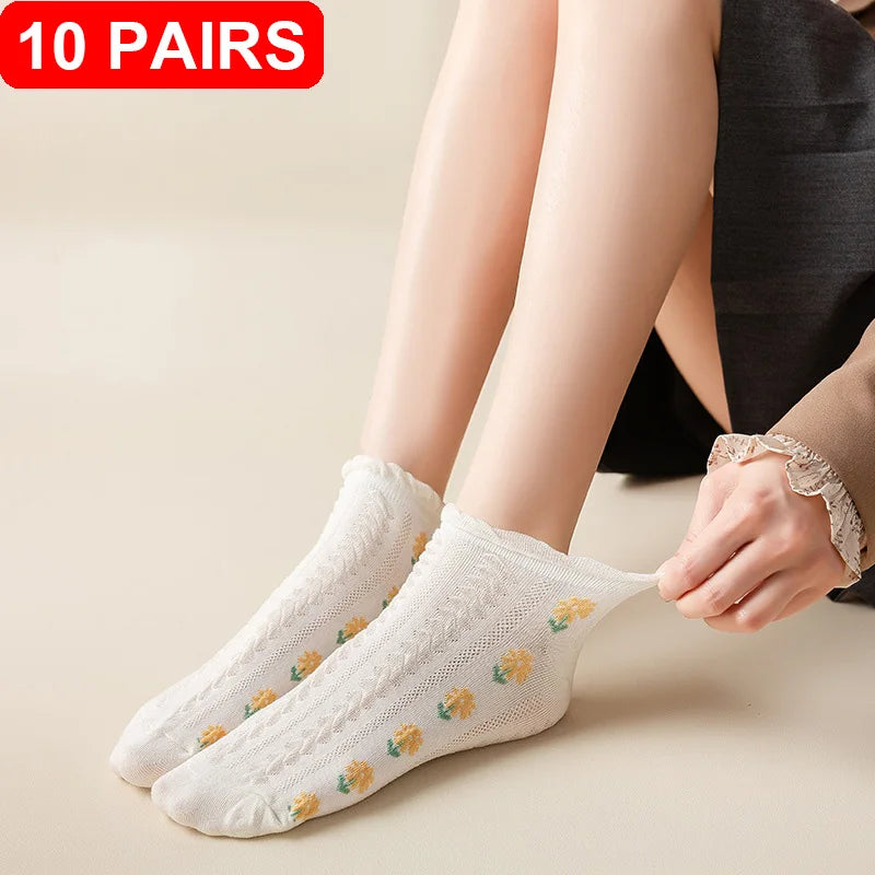 Korean Floral  Socks - 10 pairs