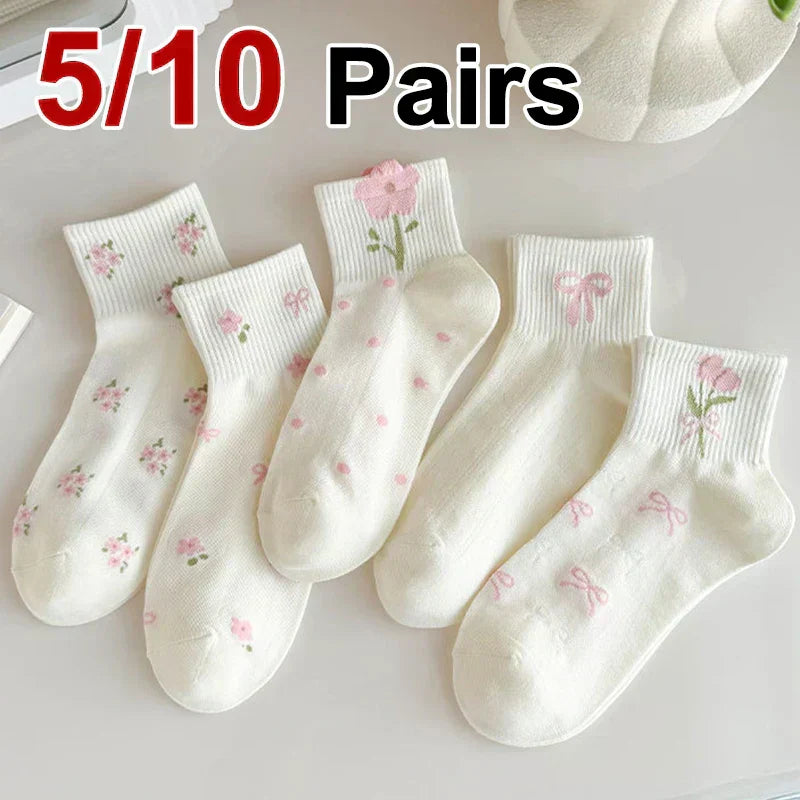 Spring Floral Socks - 5/10Pairs