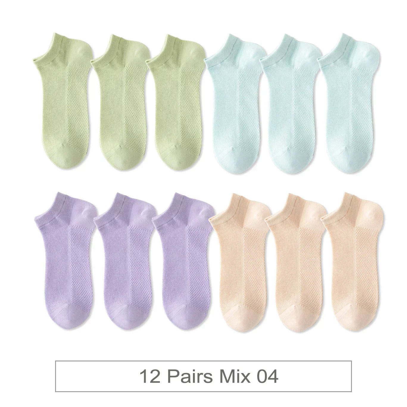 Breathable Colorful Socks - 12 Pairs