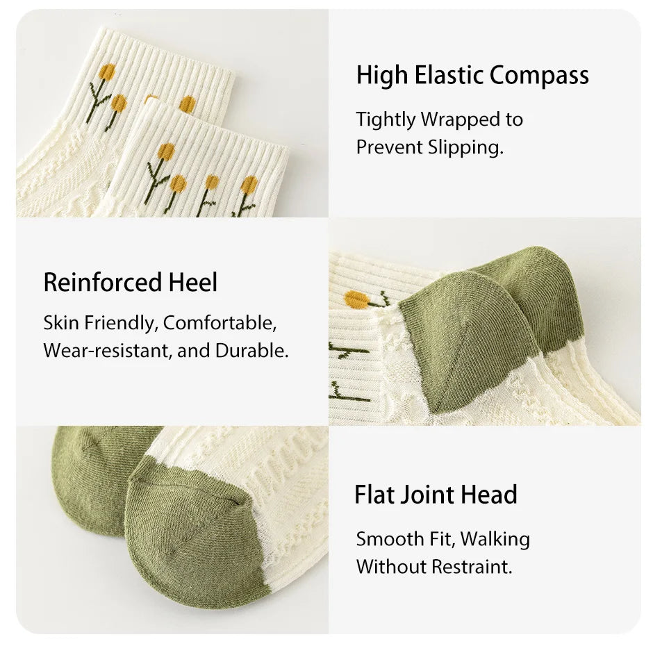 Floral Kawaii Socks 5-Pairs