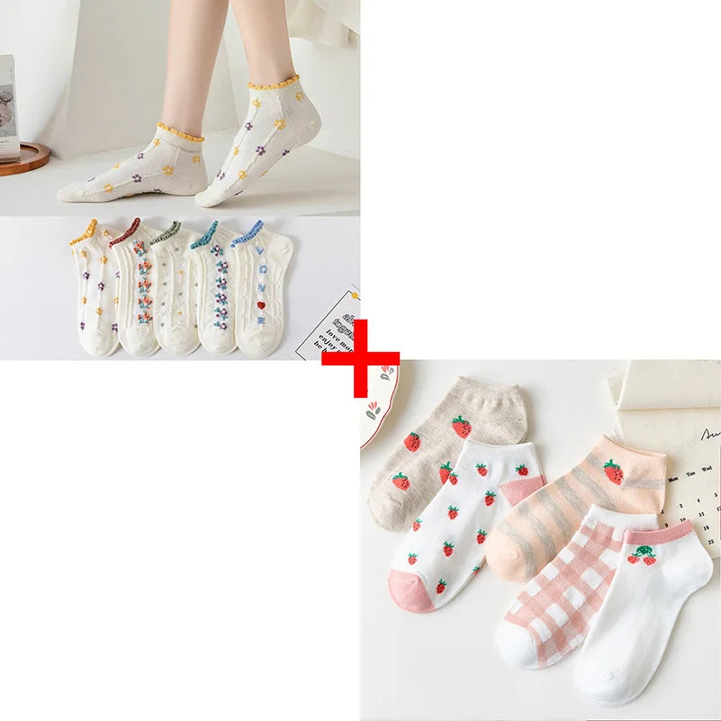Korean Floral  Socks - 10 pairs