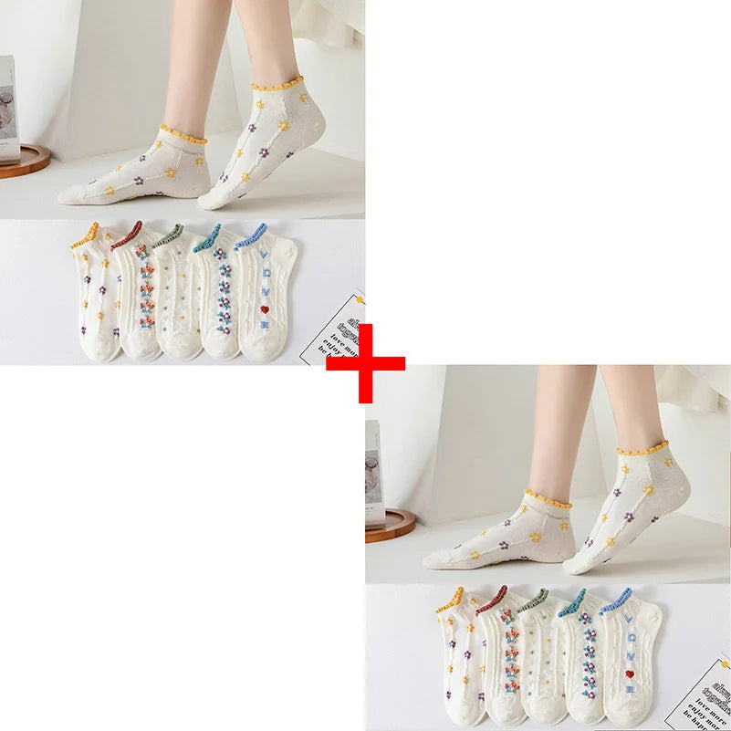 Korean Floral  Socks - 10 pairs