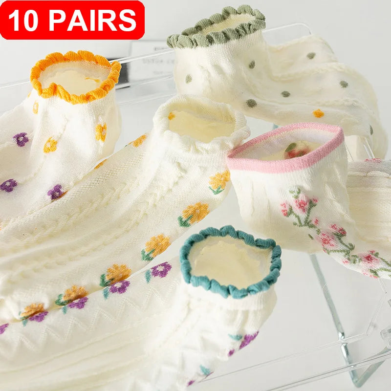 Korean Floral  Socks - 10 pairs