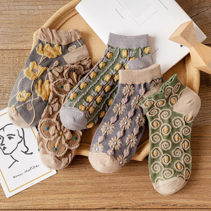Vintage Jacquard Socks - 5 Pairs