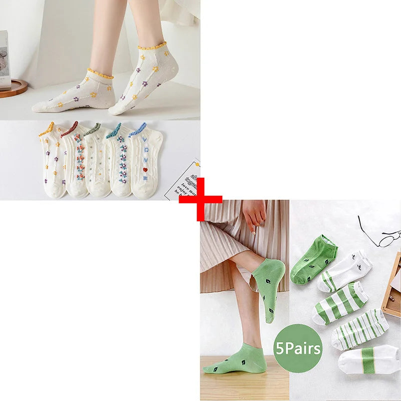 Korean Floral  Socks - 10 pairs