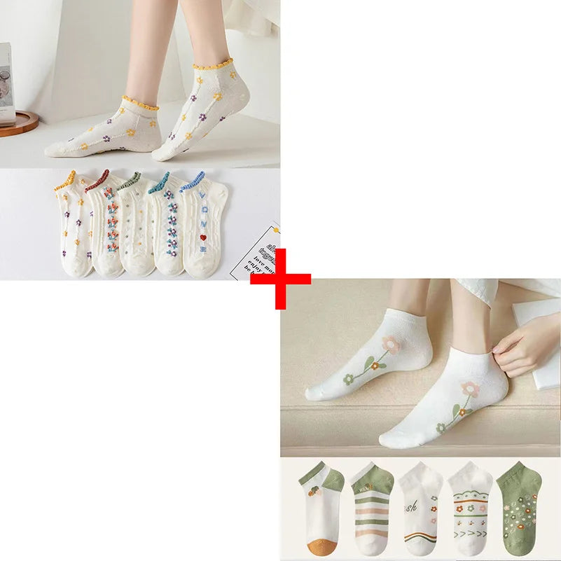 Korean Floral  Socks - 10 pairs