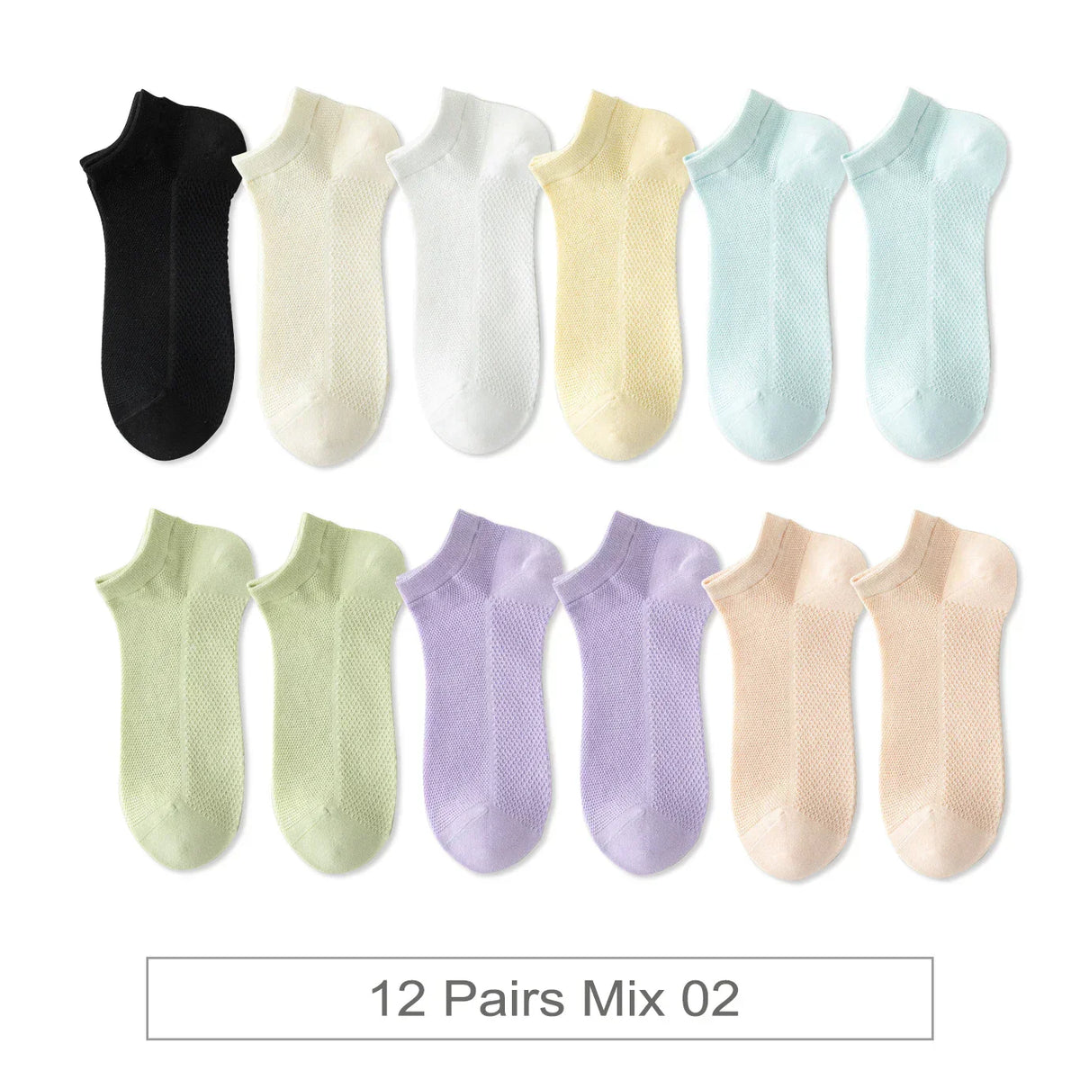 Breathable Colorful Socks - 12 Pairs