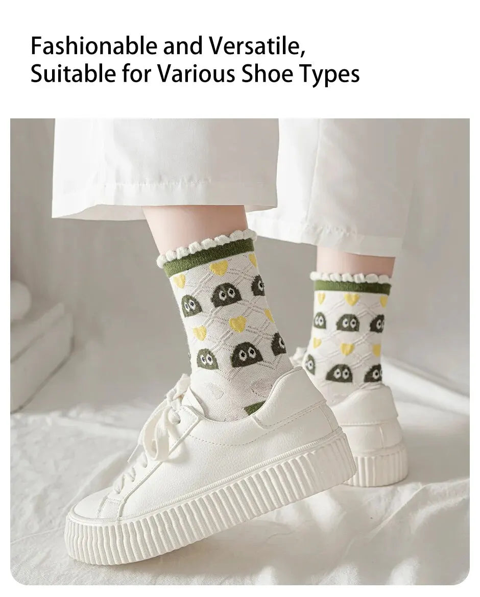 Green Cartoon Socks - 6 Pairs