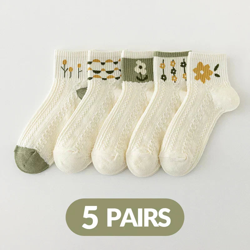 Floral Kawaii Socks 5-Pairs