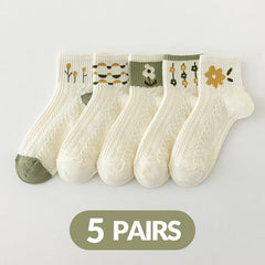 Floral Kawaii Socks 5-Pairs