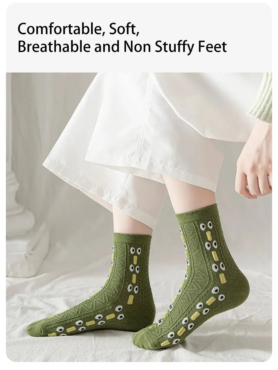 Green Cartoon Socks - 6 Pairs