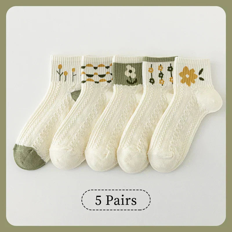 Floral Kawaii Socks 5-Pairs