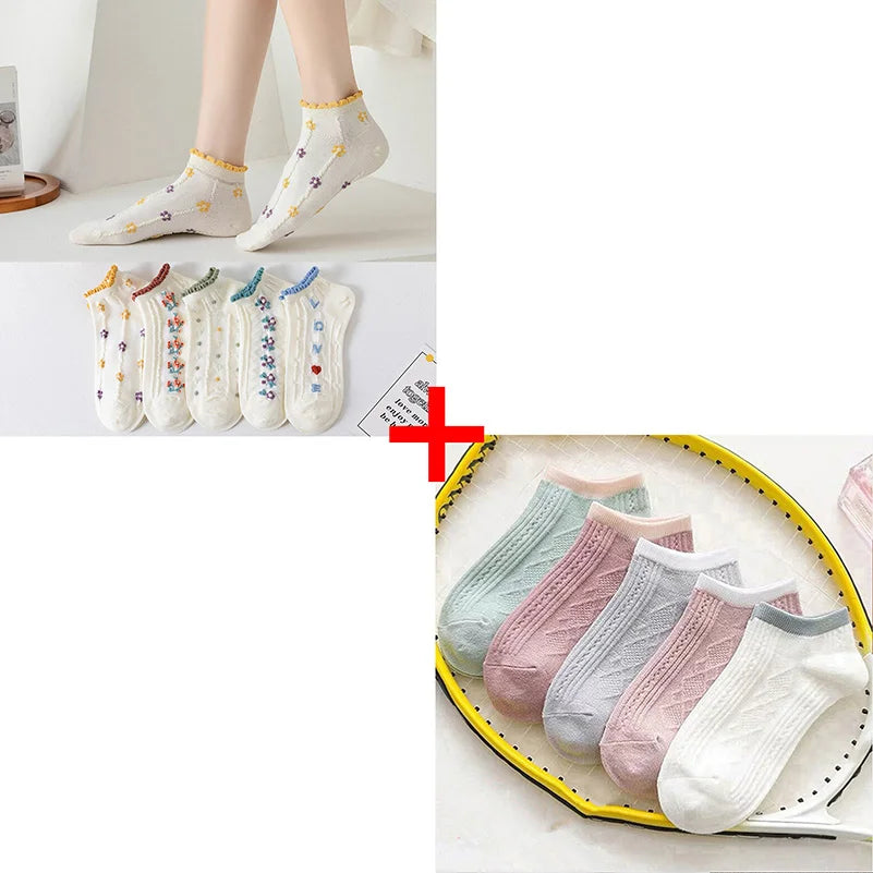 Korean Floral  Socks - 10 pairs