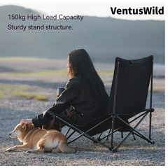 Black Folding Lounge Chair for Outdoor Naps, Beach, and Portable Camping